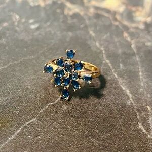 Pretty Bird Rose Gold Plated and Blue Gemstone Ring
